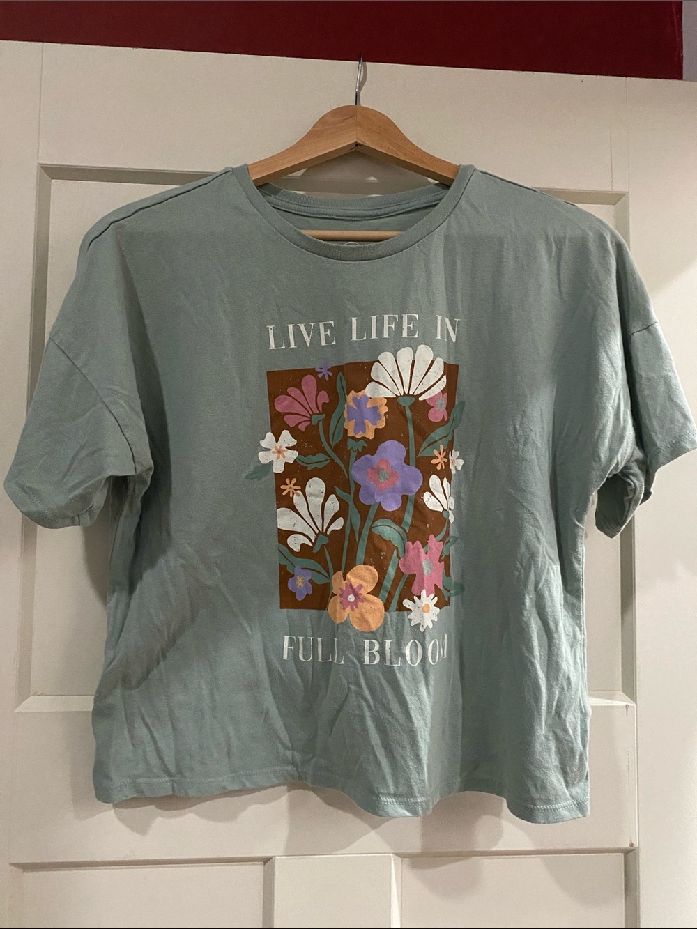 wonder nation Sage Green Graphic Tee with White Logo Print